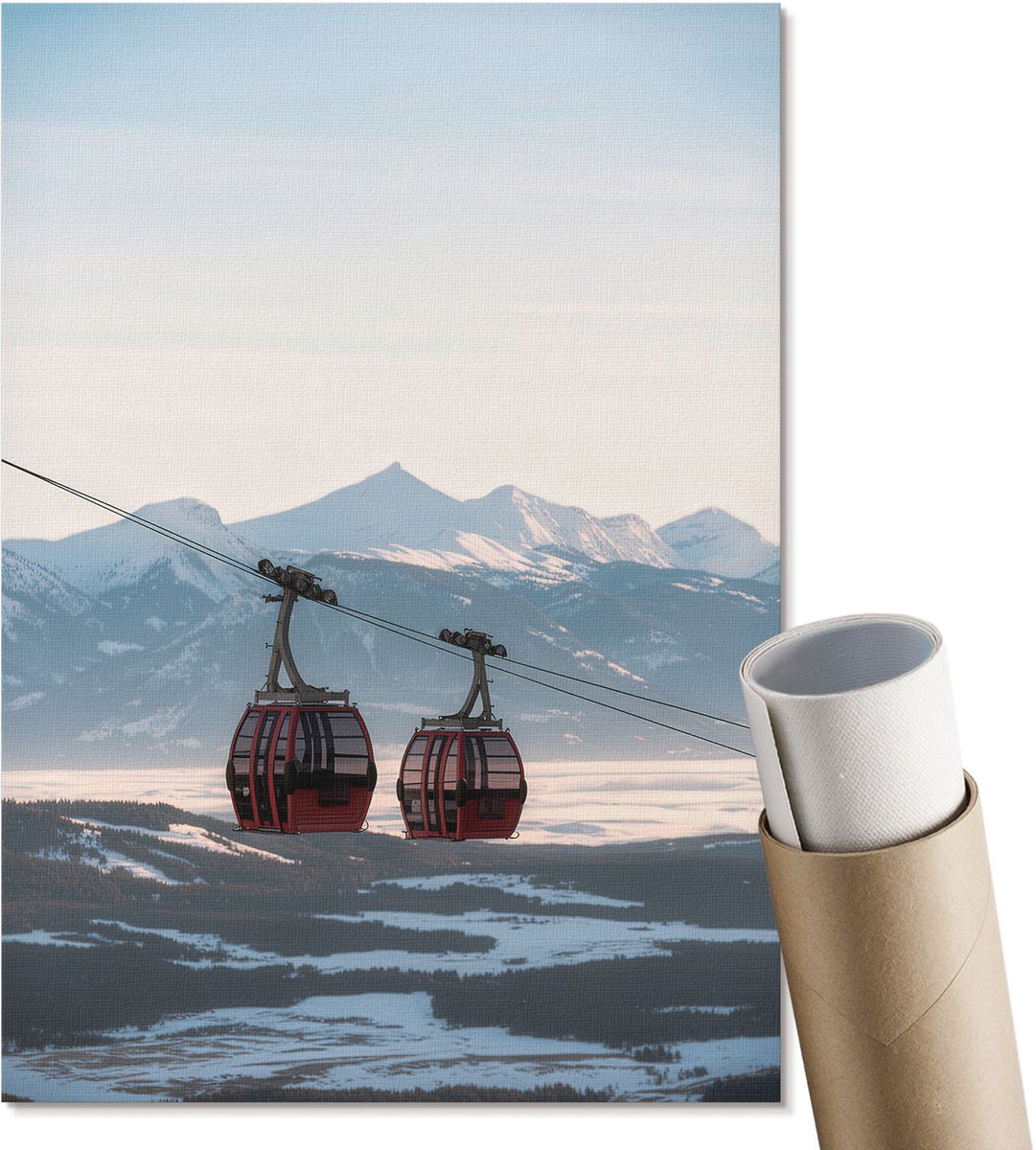 Coloray Polycanvas Wandposter - Winterlandschap, Fotografie - A4 - Blauw Decoratie - Rechthoek - Muurkunst - Woonkamer, Slaapkamer, Kantoor - Modern