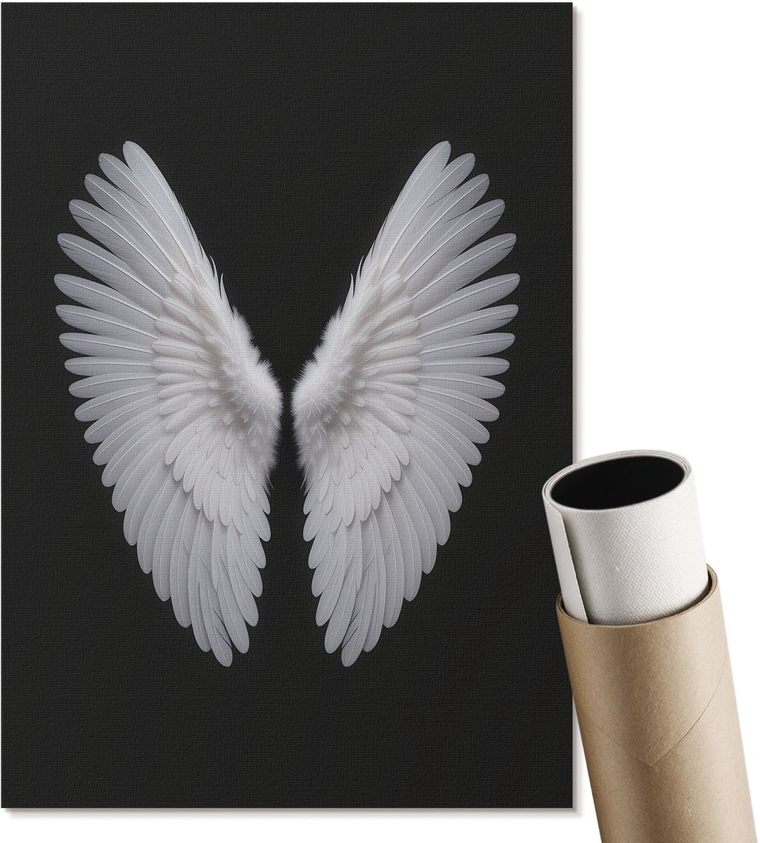 Coloray Polycanvas Wandposter - Witte Vleugels, Fotografie - A4 - Wit Wanddecoratie - Rechthoek - Muurkunst - Woonkamer, Slaapkamer, Kantoor - Glamour