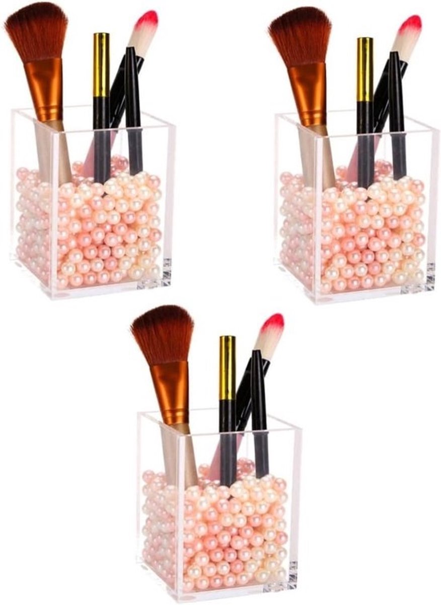 Bureau Organisator - Pennenhouder Make-up Organizer - Bureau Opruimen - Stevige Acryl Structuur - 21x21x10 cm - Afgebeeld