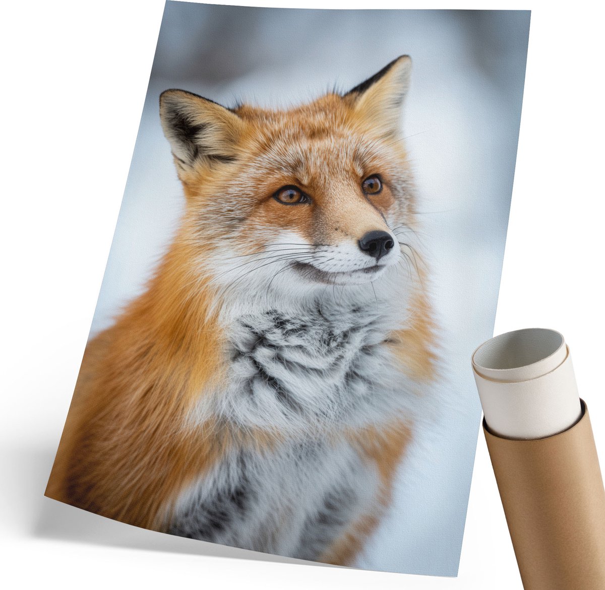 Coloray Polycanvas Wandposter - Wintervos, Fotografie - 210 x 297 mm - Oranje Design - Rechthoek - Interieurdecoratie - Woonkamer, Slaapkamer, Kantoor - Rustiek