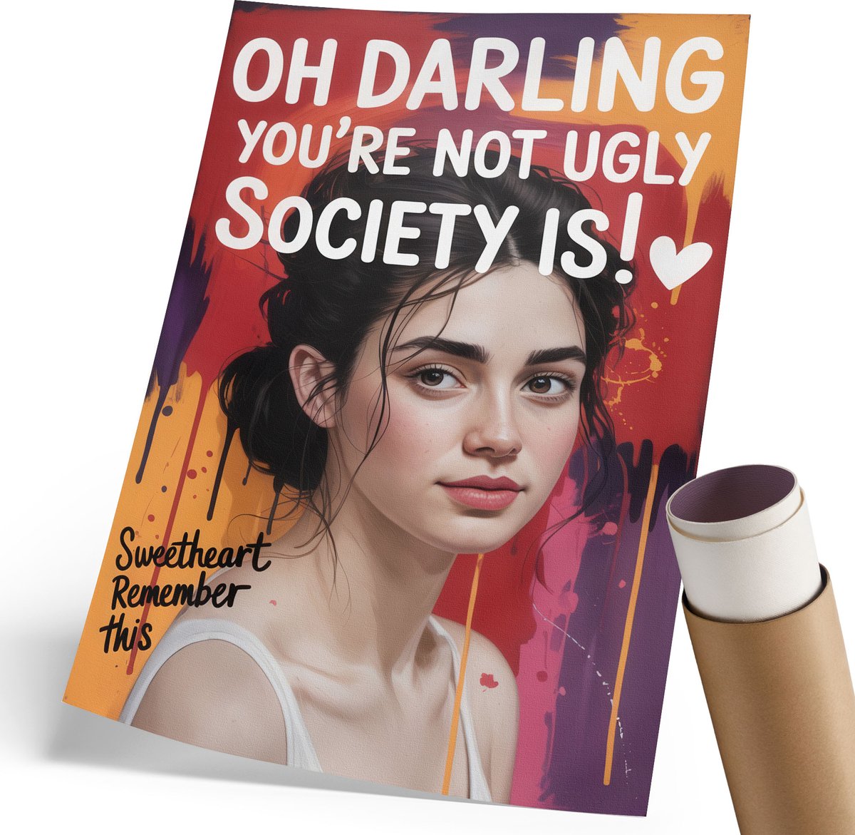 Coloray Canvas Poster Polycanvas - Motiverend Portret, Illustratie - 210 x 297 mm - Oranje Poster - Rechthoek - Kunstposter - Woonkamer, Slaapkamer, Kantoor - Romantisch