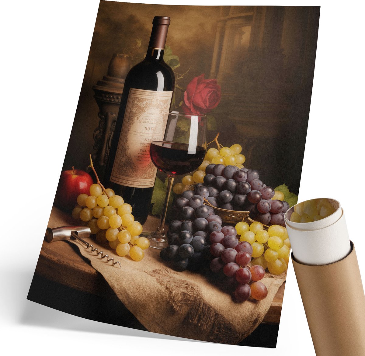Coloray Polycanvas Poster - Stilleven, Schilderen - 210 x 297 mm - Bruin Illustratie - Rechthoek - Decoratieve poster - Woonkamer, Slaapkamer, Kantoor - Klassiek