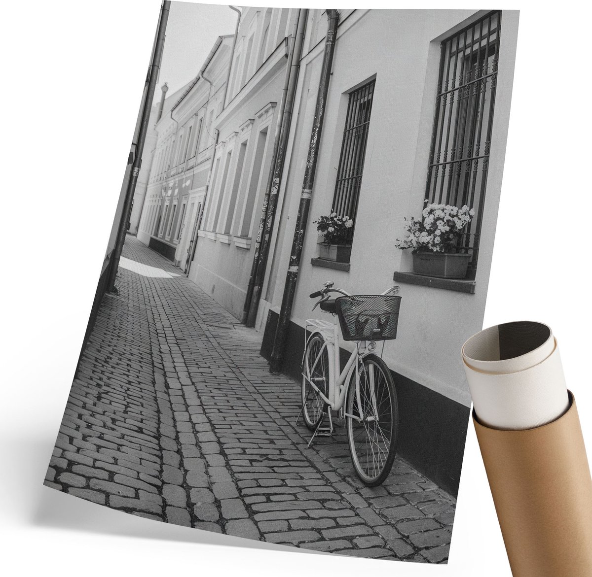 Coloray Polycanvas Poster - Moderne Tunnel, Zwart - 210 x 297 mm - Zwart-wit Motief - Rechthoek - Kunstposter - Slaapkamer - Klassiek