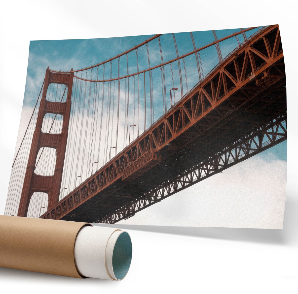 Coloray Polycanvas Wandposter – De Grote Brug, Blauw – 594 x 840 mm – Blauw Motief – Rechthoek – Decoratieve Wandposter – Slaapkamer – Modern