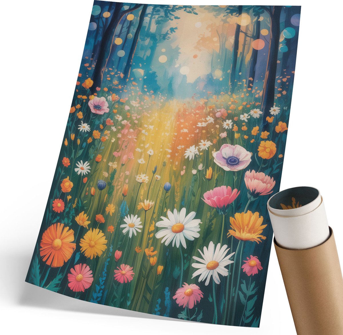 Coloray Polycanvas Wandposter - Olifant Detail, Zwart-wit - 420 x 594 mm - Roze Patroon - Rechthoek - Muurdecoratie - Kantoor - Boho