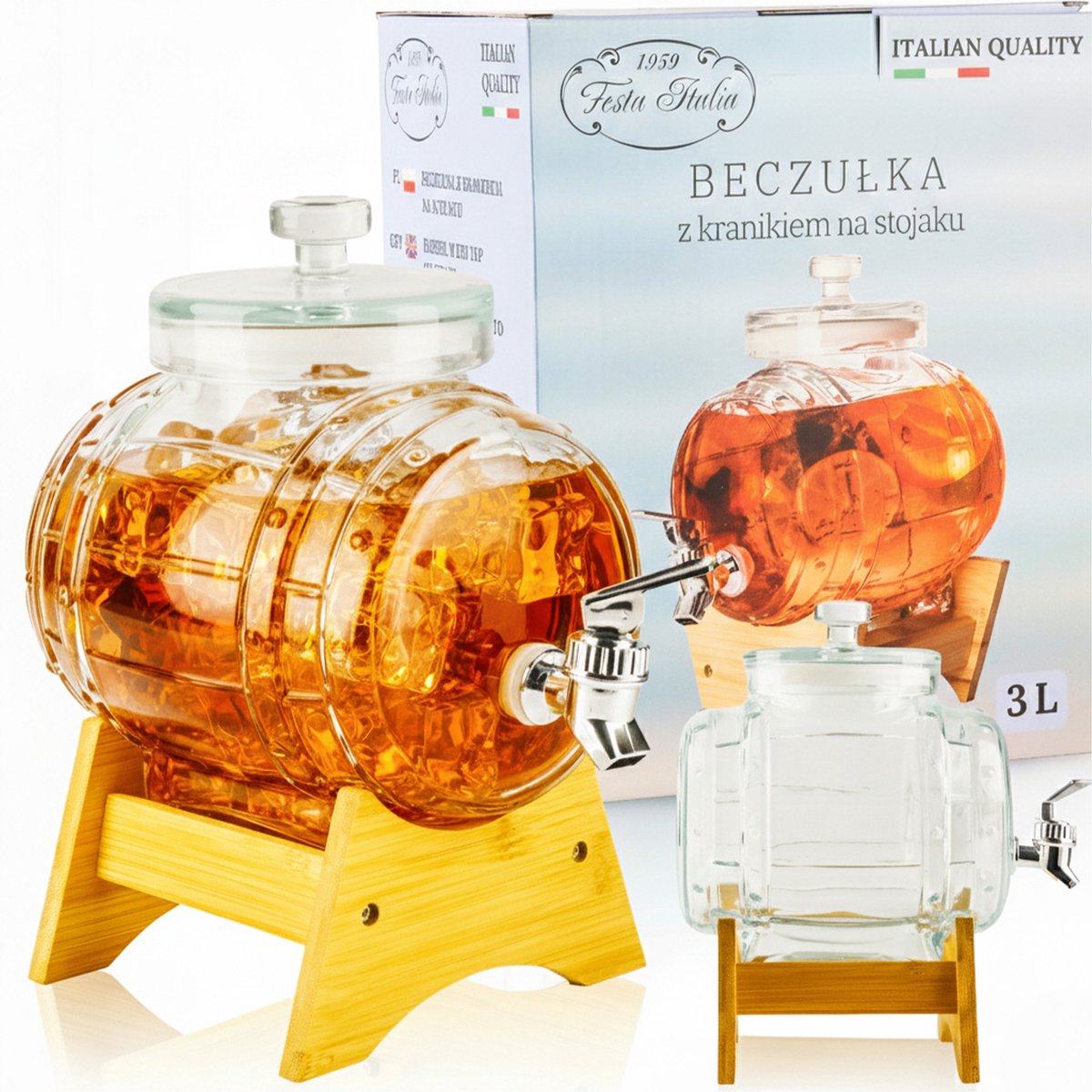 Glazen Dispenser 3L met Kraan op Bamboe Standaard - Stijlvol & Praktisch