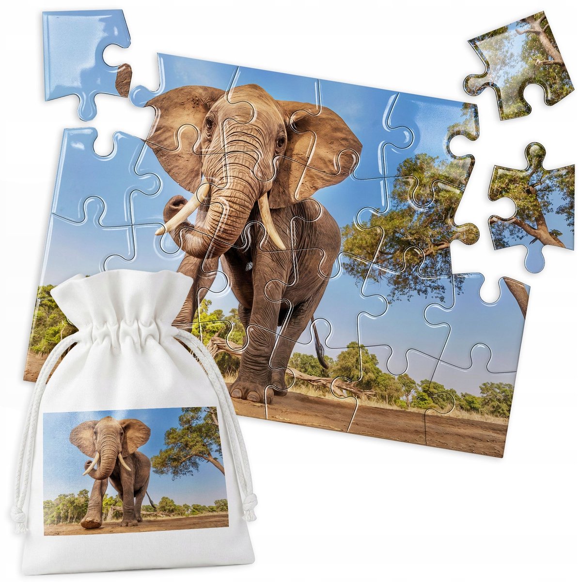 Traditionele Puzzel - Afrikaanse Olifant, 24 Stukjes