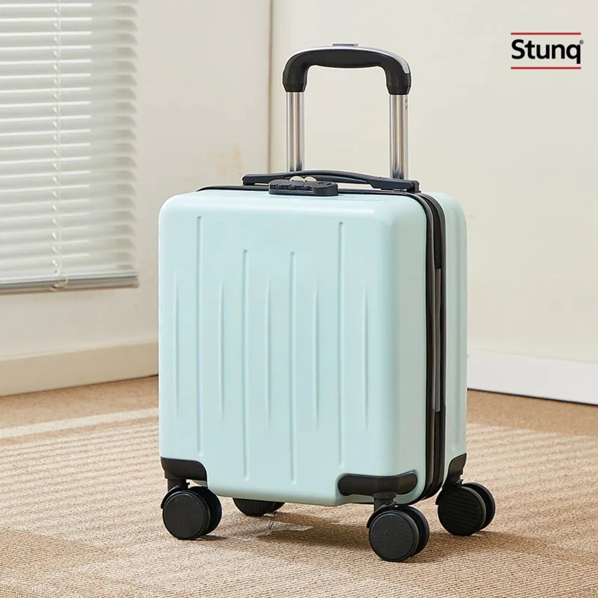 Stunq® Mintgroene 14-inch ABS handbagage koffer met dubbele wielen