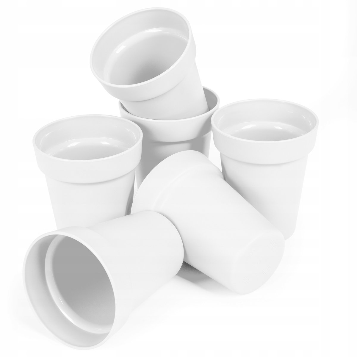 Set van 6 Plastic Herbruikbare Reisbekers 0,3L Wit