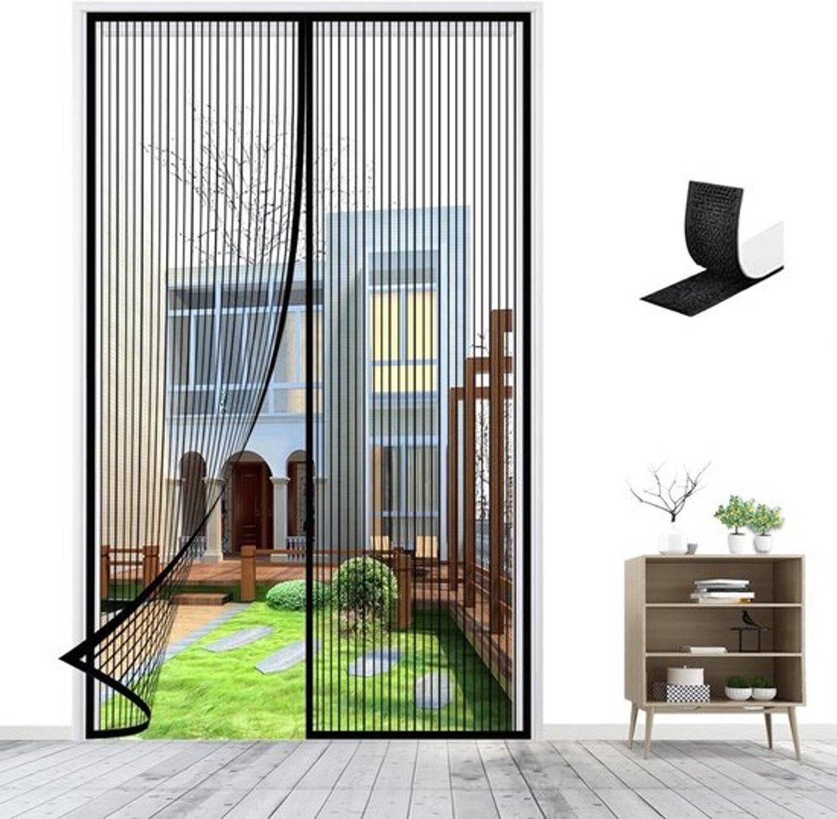Magnetisch Vliegengaas - Horndeur Muggennet - Insecten Buiten Houden - Automatische Sluiting - 130 x 240 cm - Zwart