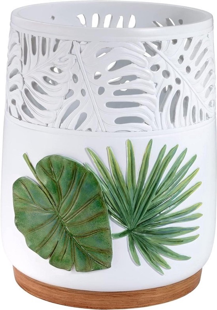 Afvalbak - Prullenmand Vuilnisbak - Badkamer Decoratie - Tropische Bladeren Design - 16 Gallon - Groen