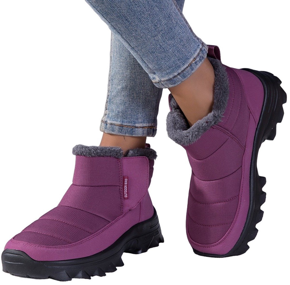 Currero Snowboots Heren Sneeuwlaarzen Heren Winterlaarzen Gevoerde Winterschoenen Waterdicht Antislip Zool Warm Gevoerd Wandellaarzen Winter Rode Roos
