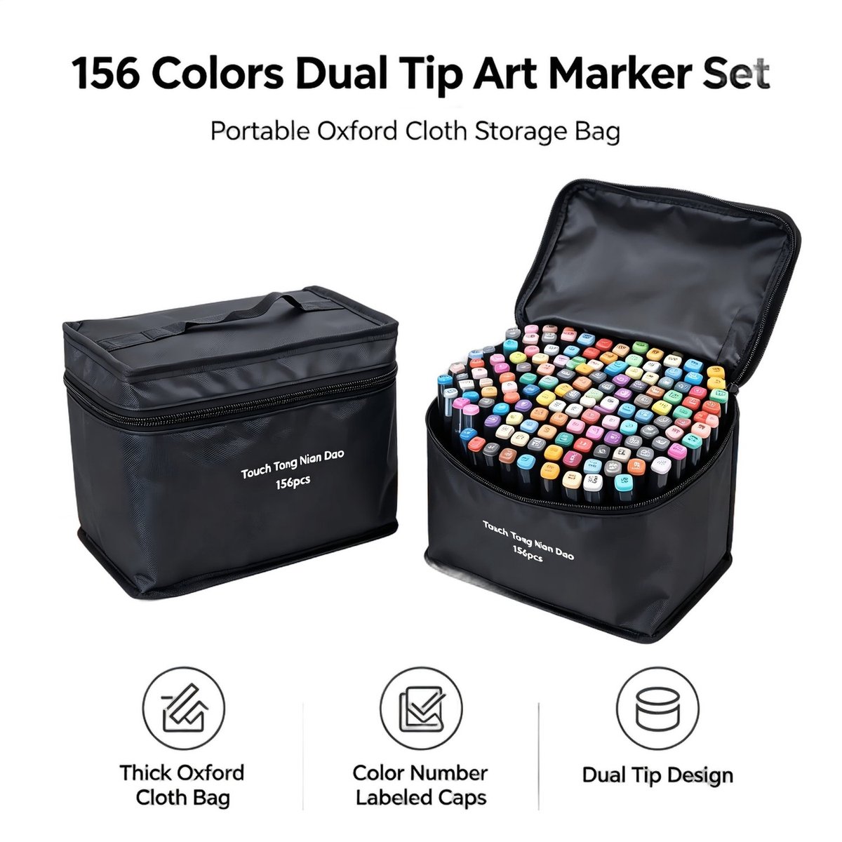 Currero Aquamarkers - Twinmarkers - Brushpennen - Stiften - Markeerstiften Op Waterbasis - Dual Tip - Tekenen En Kleuren - 156 Stuks