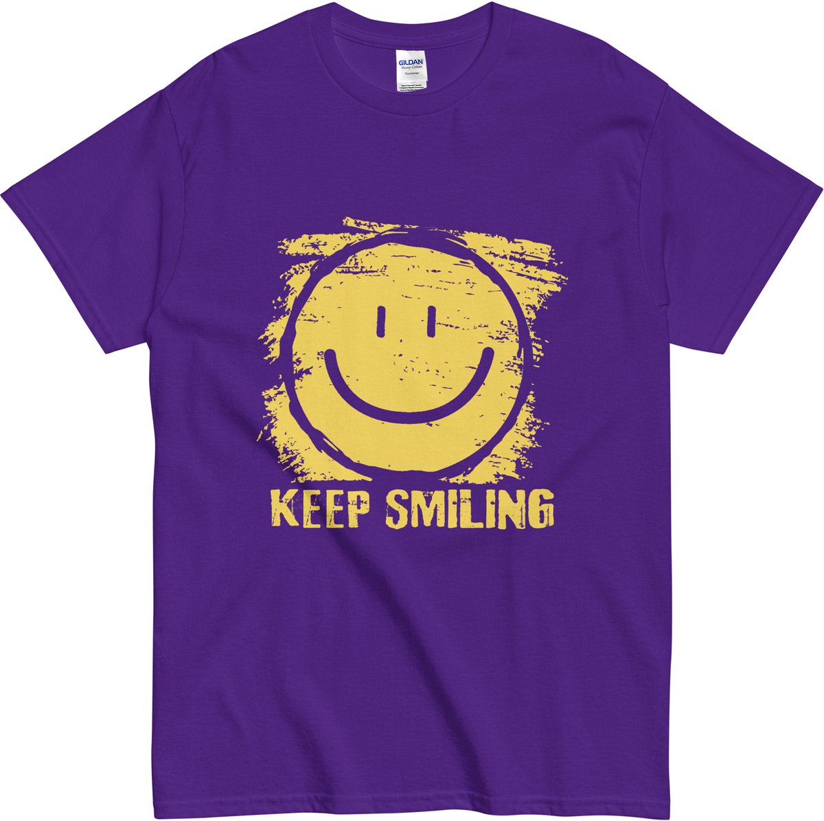 Heren Dames Tshirt met Tekst en Smiley Illustratie - Keep Smiling - Paars - 4XL