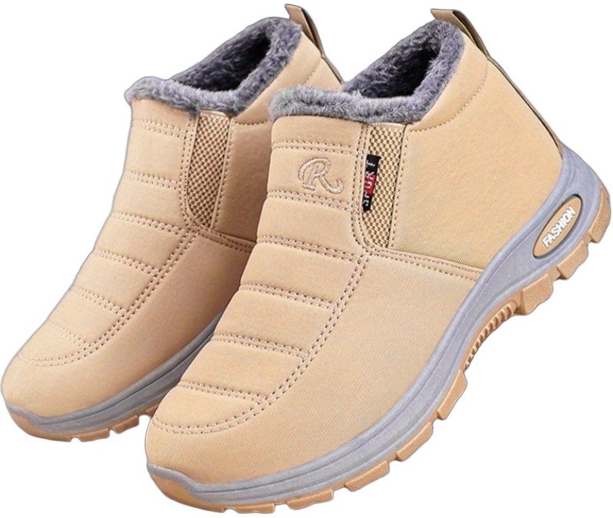 Currero Snowboots Dames Sneeuwlaarzen Dames Winterlaarzen Gevoerde Winterschoenen Waterdicht Antislip Zool Warm Gevoerd Wandellaarzen Winter Creme