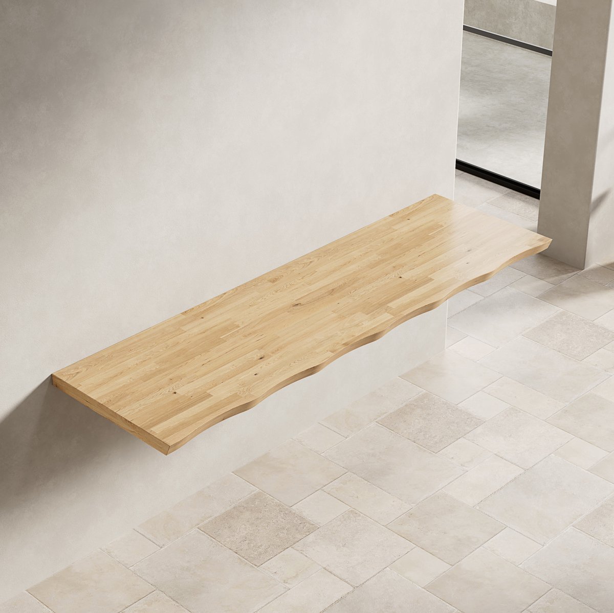 MODFU-Tafelblad-Golvende Rand-Hout-Natuurlijke Houtkleur-160 Cm