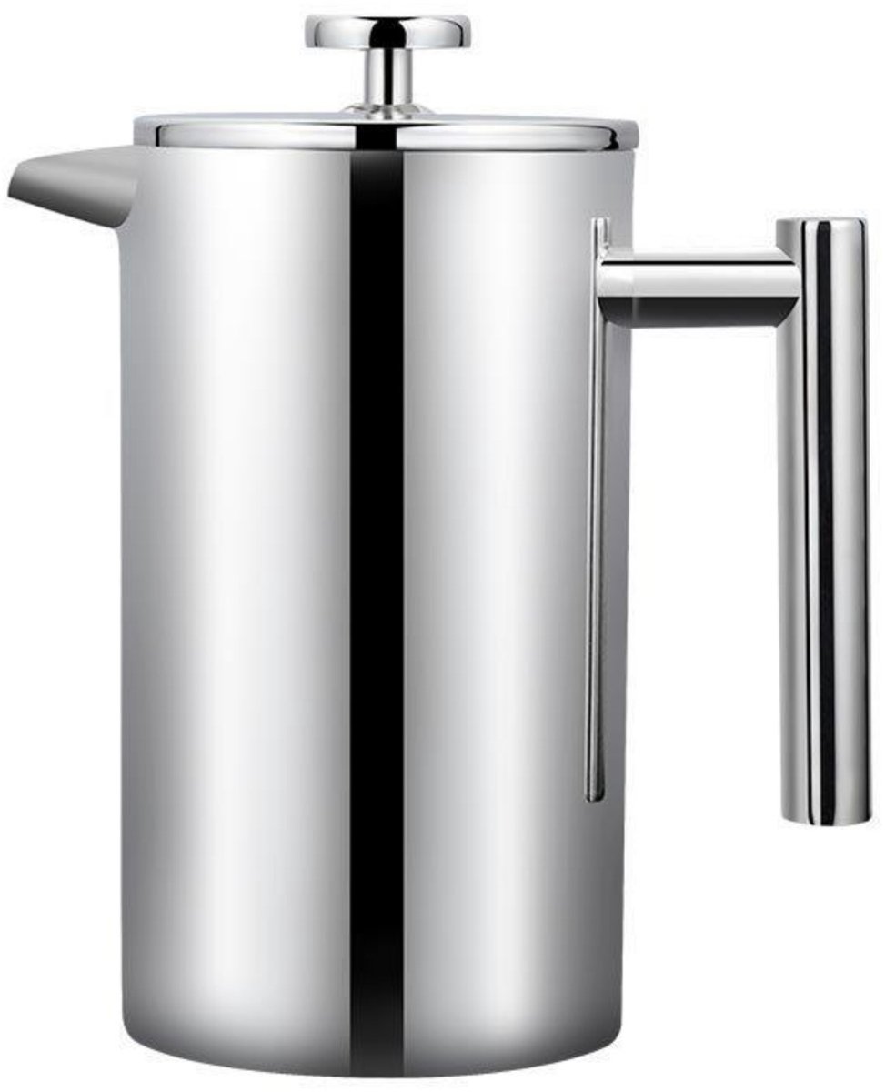 SSTRWGOOD Koffiepers 1000ml - Franse Pers met Drievoudig Filtersysteem - Geschikt voor 8 Kopjes Koffie - RVS Dubbelwandig Thermoskan met Antislip Handvat en Extra Filter - 22x17,5cm - Inox