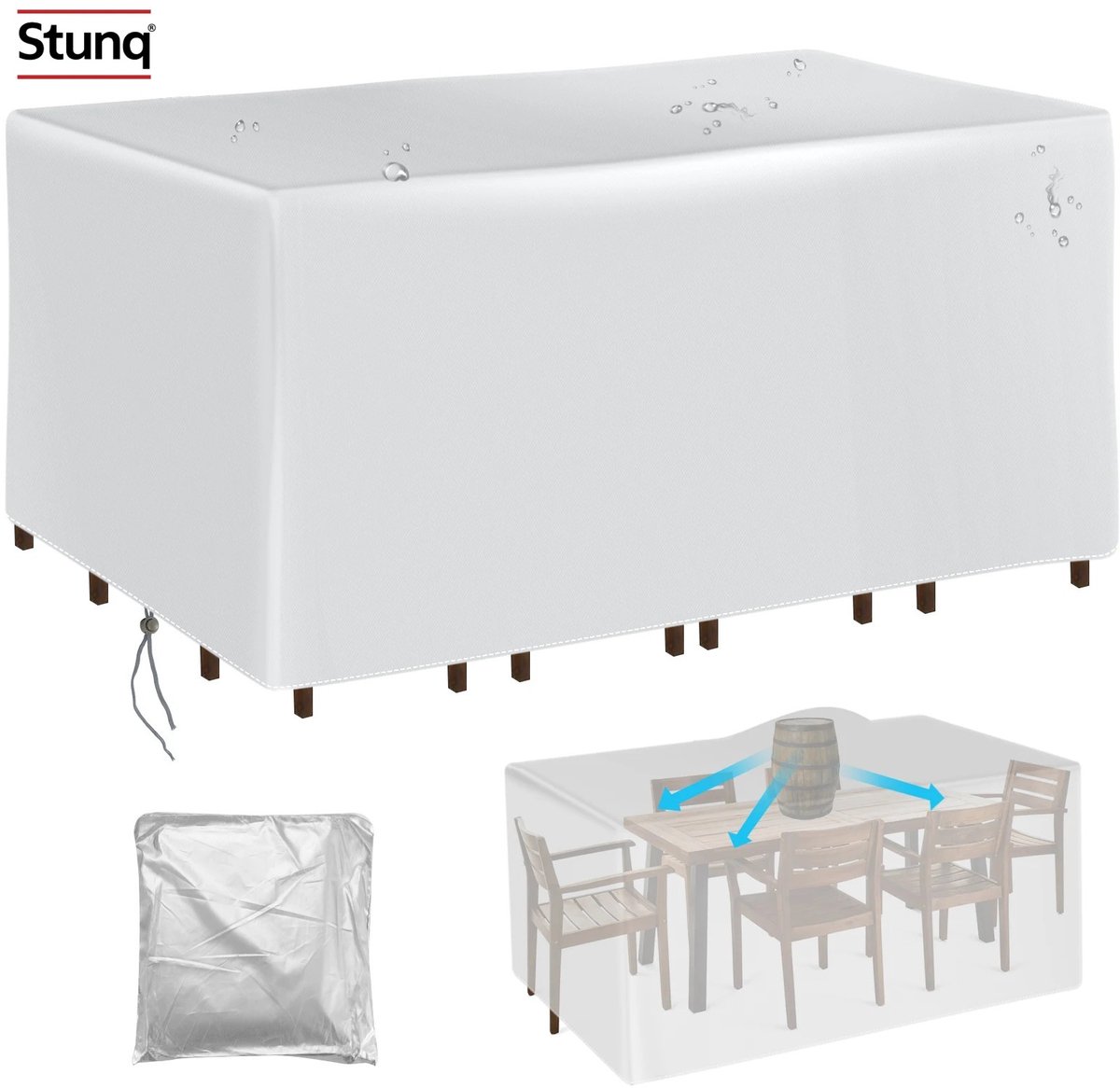 Stunq Waterbestendige Tuinmeubelhoes 242x162x100 cm Wit