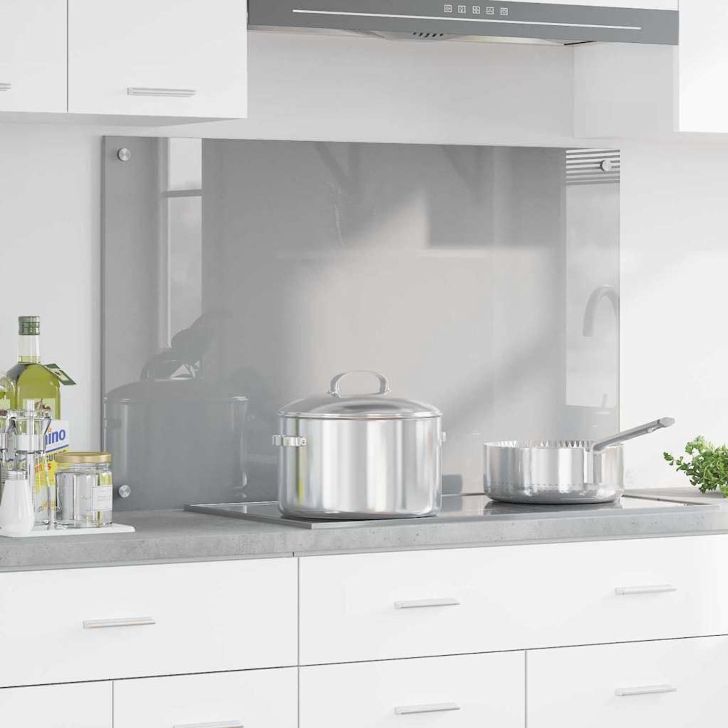 Keukenachterwand 100 x 60 cm - gehard glas - lichtgrijs - spatbescherming voor keuken - m-winkel