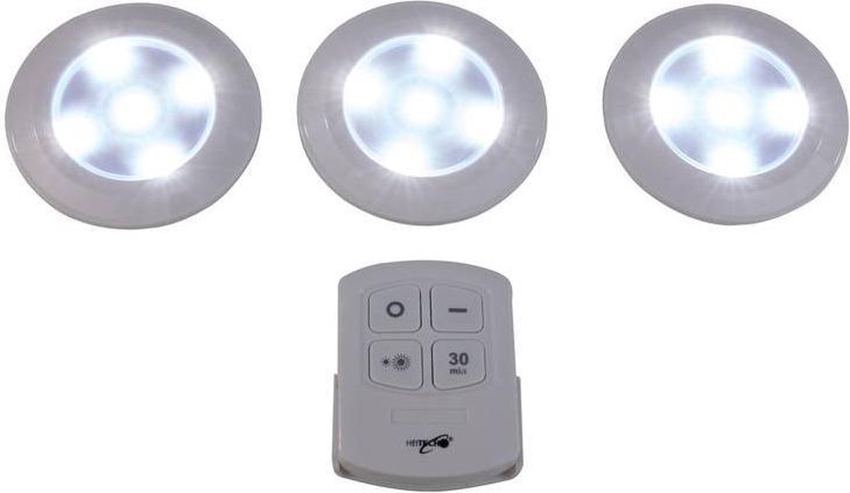 Heitech LEDlamp met afstandsbediening, set van 3