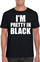 I am pretty in black tekst t-shirt zwart heren S