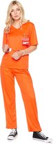 Karnival Costumes Oranje Gevangene Halloween Kostuum Dames Halloween Kostuum Volwassenen Carnavalskleding Dames Carnaval - Polyester - Maat S - 3-Delig Broek/Top/Id Badge