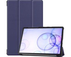 Hoes Geschikt voor Samsung Galaxy Tab S6 Hoes Book Case Hoesje Trifold Cover - Hoesje Geschikt voor Samsung Tab S6 Hoesje Bookcase - Donkerblauw