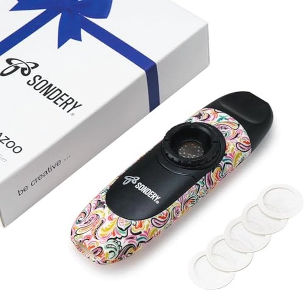 Kazoo voor kinderen en volwassenen met 5 membranen en leren nekkoord - Muziekinstrument voor alle leeftijden