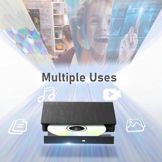 Externe Blu-ray Speler met USB 3.0 en Type-C - Draagbare DVD/BD/CD Speler voor Laptop en PC — afbeelding 4