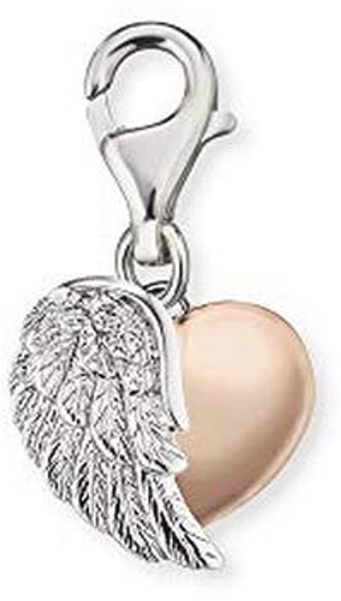 Charm Anhänger Met Hart en Vleugels in Zilver en Roségoud