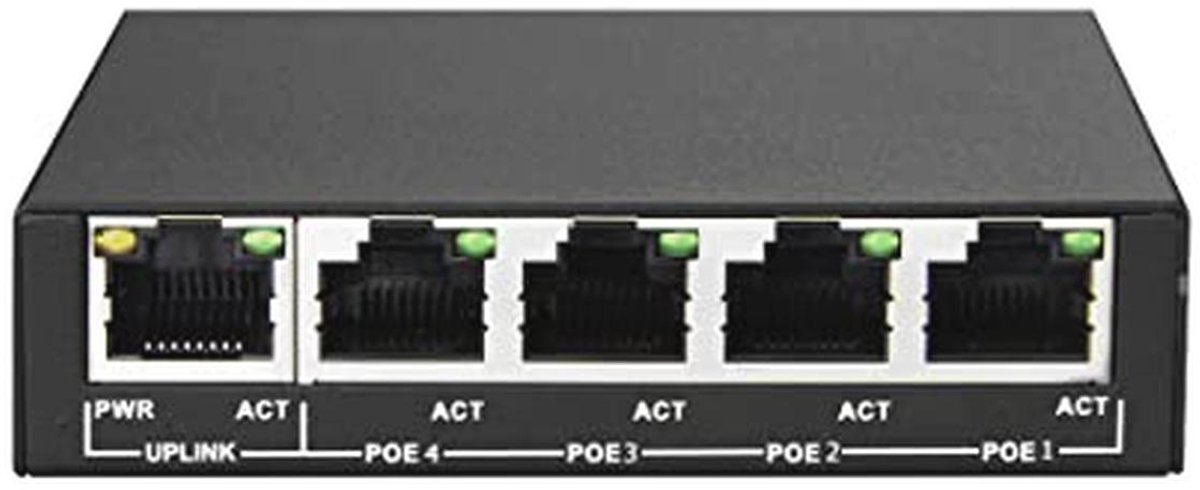 Mini Poe Switch met 5 Poorten, Power over Ethernet, 802.3af, 802.3at, tot 250 meter