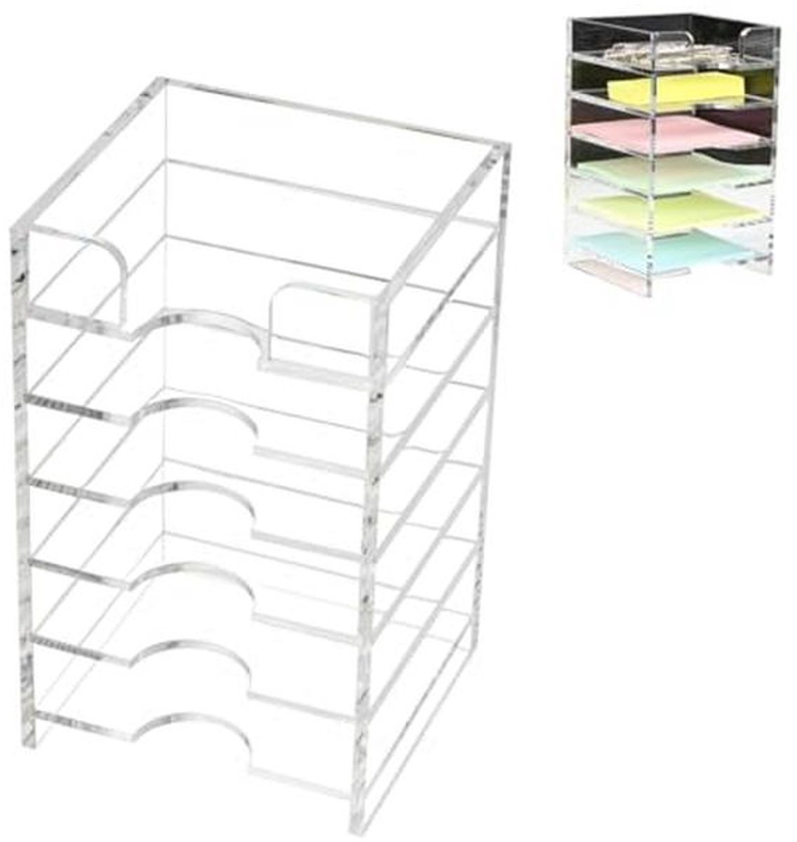 Acryl Sticky Note Houder 6-Tiers - Verstelbare Organizer voor Bureau