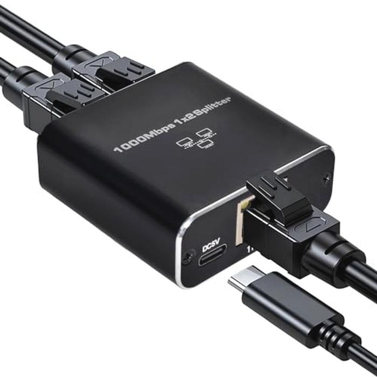 LAN Splitter 1 op 2, 1000 Mbps Ethernet Switch voor Computer en Router
