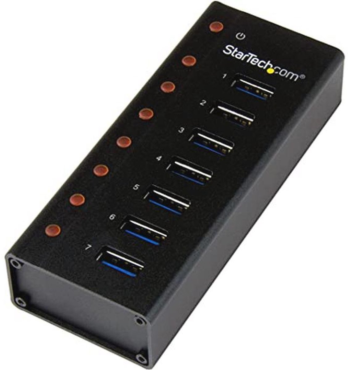7-poorts USB 3.0 hub met metaal behuizing - desktop of wandmontage - compacte SuperSpeed hub