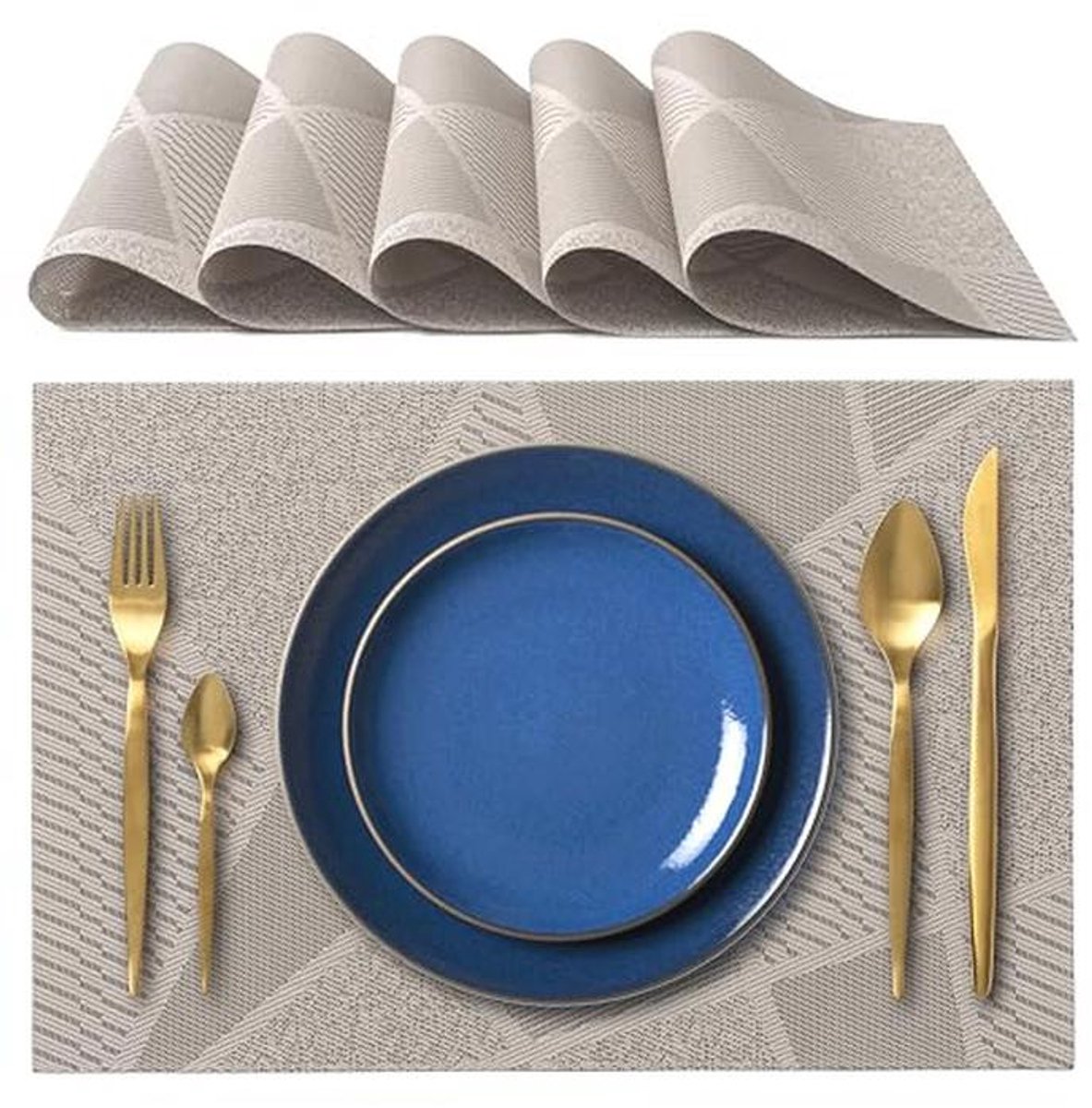 Set van 6 Elegante Placemat - 45 x 30 cm - Wasbaar en Warmtebestendig voor Eettafel