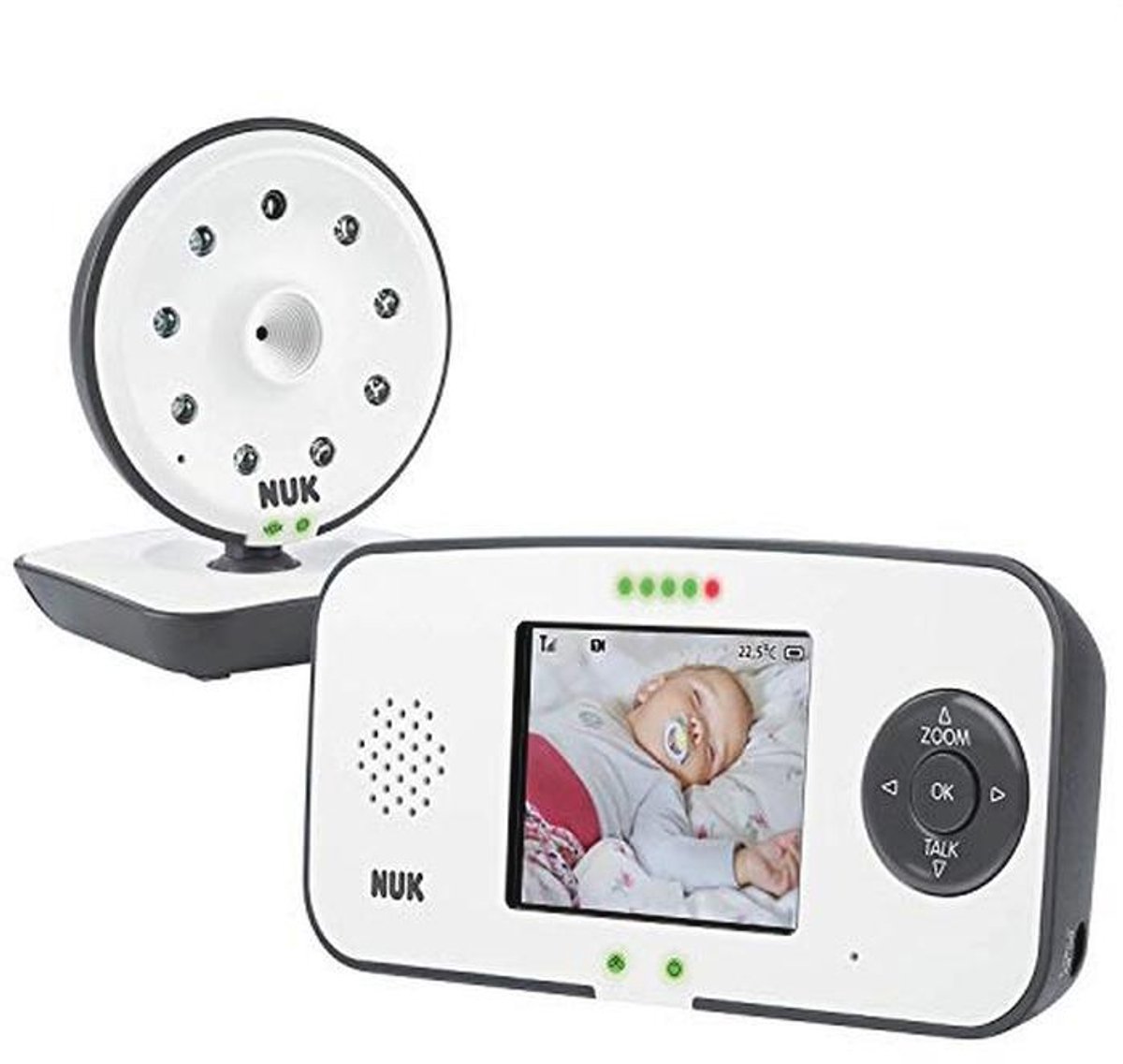 Digitale babyfoon met camera en videodisplay - tot 4 camera's, vrij van hoogfrequente straling in eco-modus