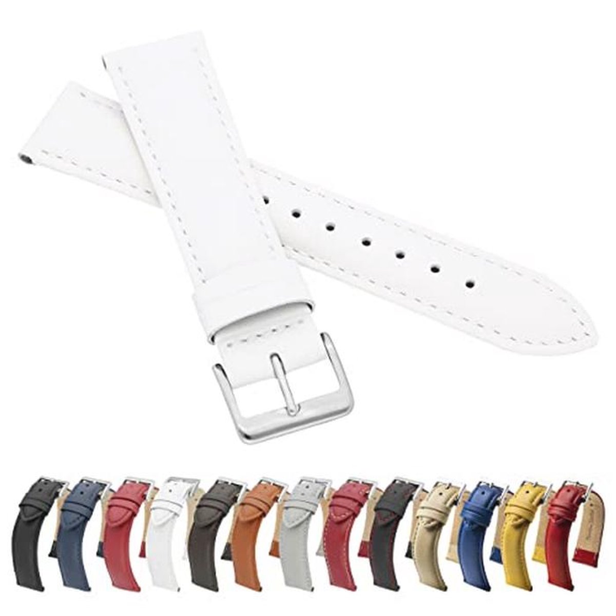 Horlogebandje van echt rundleer 20 mm - Tijdloze elegantie in wit