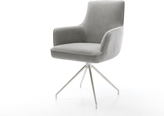 Nolon Noa-Mare Eetkamerstoel Bouclé Beige - met Armleuning - Stof - Zwarte Poten