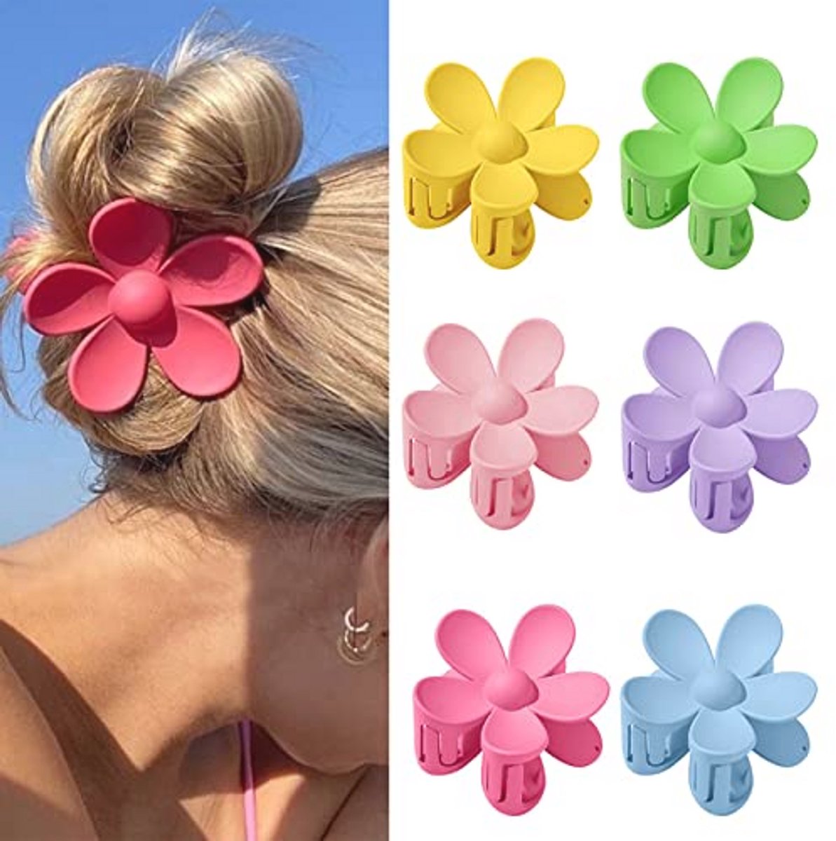 Grote Klauwen Haarspelden - Matte Bloemen Haarclips in 6 Kleuren