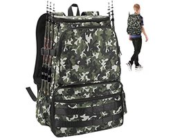 PromoHome 40L Luckits Waterdichte Vissersrugzak – Grote Opbergtas met Hengelhouder – Zonder Trays – Outdoor Tackle Bag