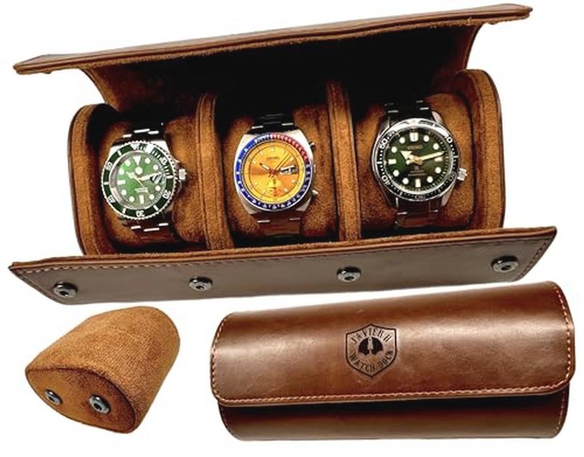 Reishorloge Dock voor 3 Horloges - Hoogwaardige PU-Leren Etui
