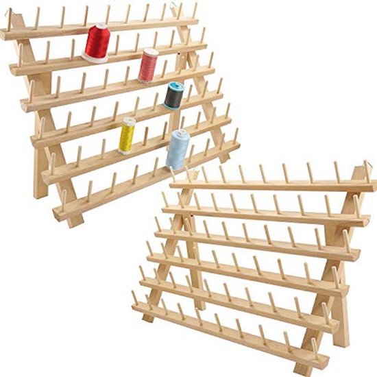 Cuyacili Naaigaren opbergdoos voor 46 garenrollen, dubbelzijdige garenbox, opslag, naaigaren box voor borduur- en naaigaren, borduurtwist, knutselen, 33 x 25 x 8,2 cm