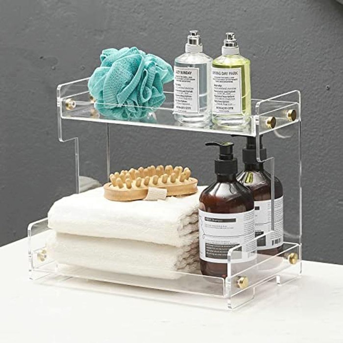 2-laagse Make-up Organizer voor Badkamer en Slaapkamer - Helder Acryl Opbergplank