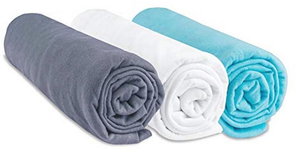 Hoeslaken 32 x 72 cm voor slaapbank - Set van 3 - 100% Katoen - Rekbaar en Machinewasbaar - Geschikt voor Wieg en Kinderwagen - Oeko Tex Gecertificeerd