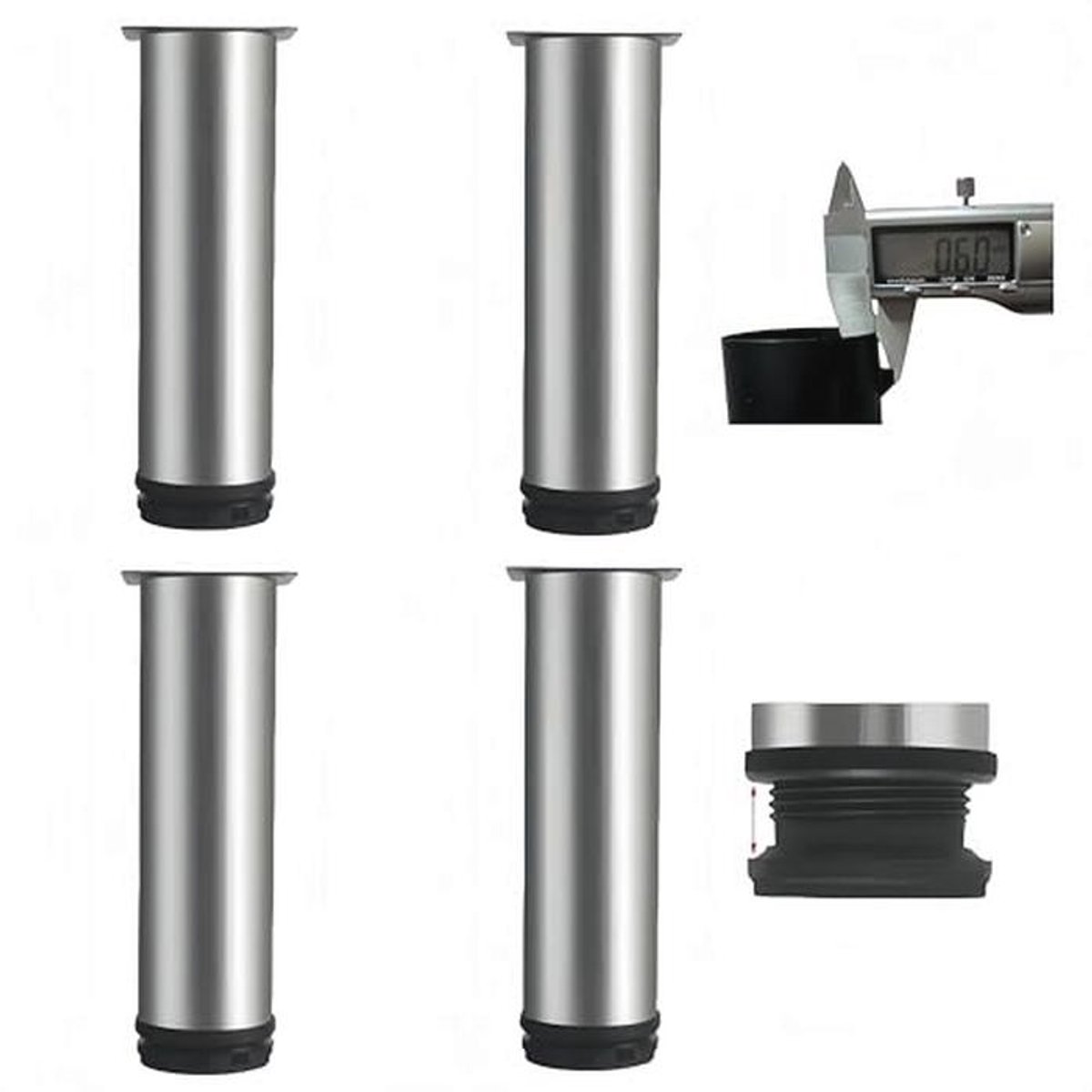 Verstelbare Meubelpoten - 4 Stuks Hoogte Verstelbaar (Zilver, 20cm)