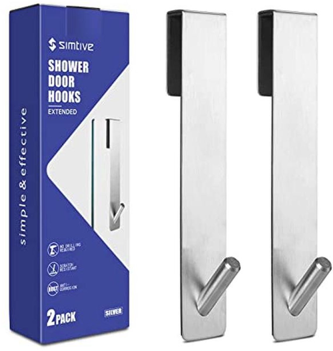Verlengde Deurhaken voor Badkamer - 7 Inch, Frameloze Glazen Douchedeur, Handdoekhaken, 2-