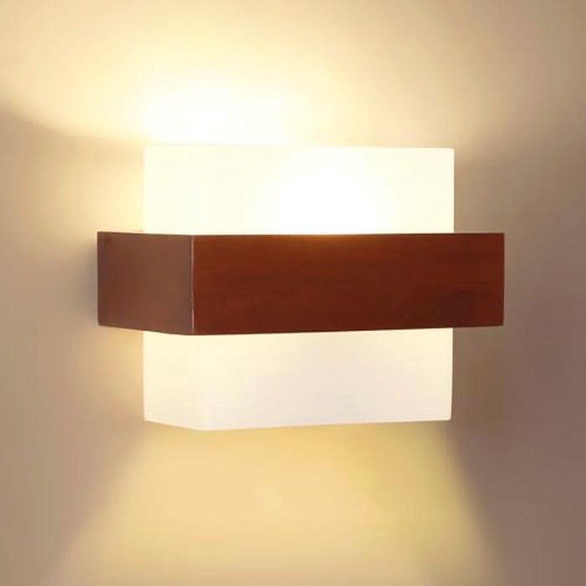 Moderne E27 Wandlamp van Hout en Glas - Minimalistisch Interieurdesign voor Slaapkamer, Woonkamer, Eetkamer en Hal