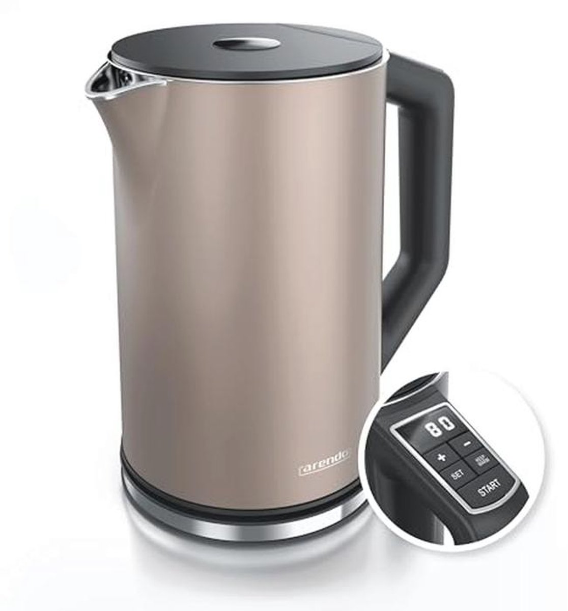 Roestvrijstalen waterkoker met temperatuurinstelling 40-100 graden - Doublwandig design - 1,5 liter - 2200 W - Theekoker met temperatuurweergave
