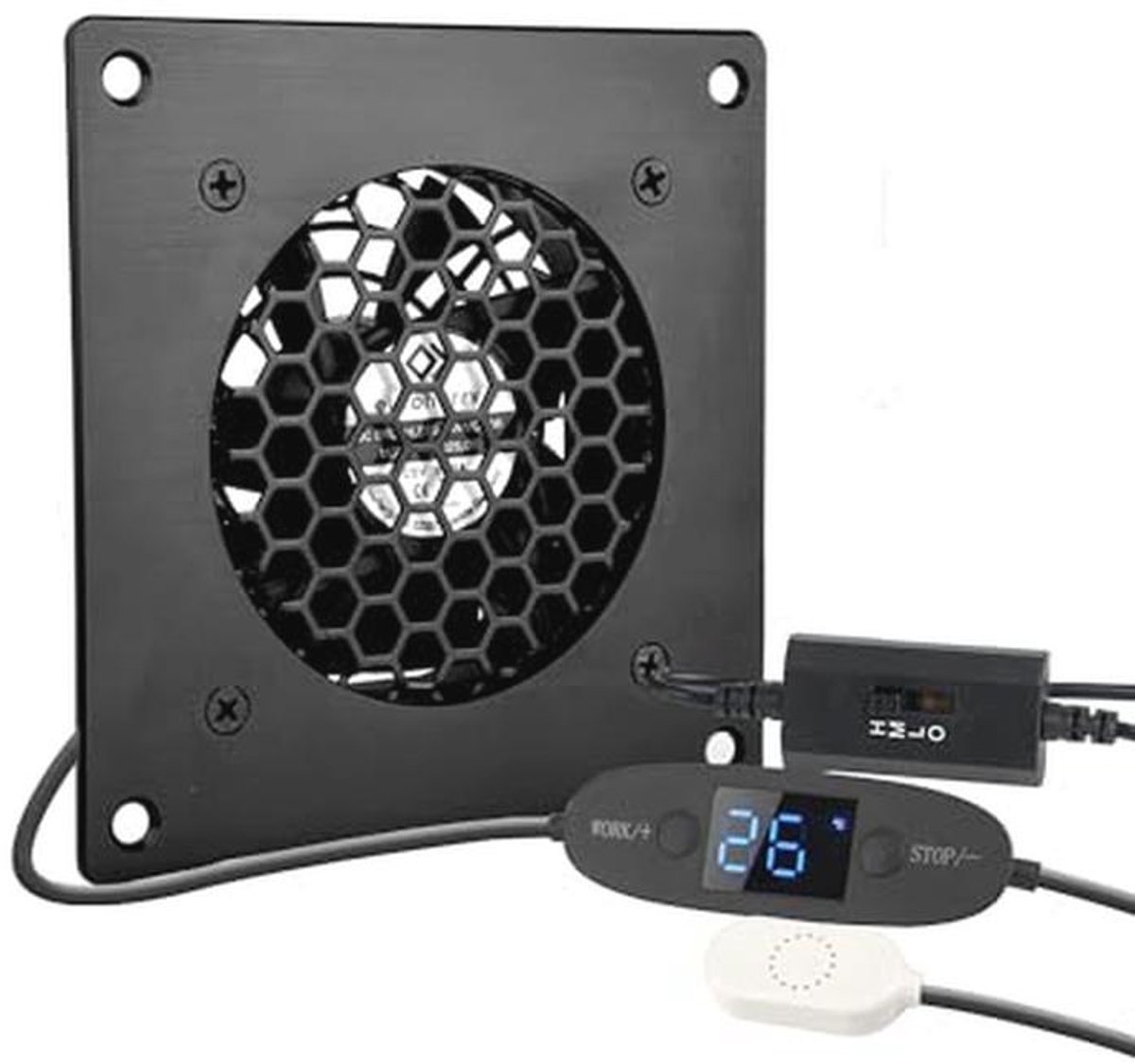 Digitaal display ventilatorsysteem met temperatuurregeling en USB-ventilator 80 mm