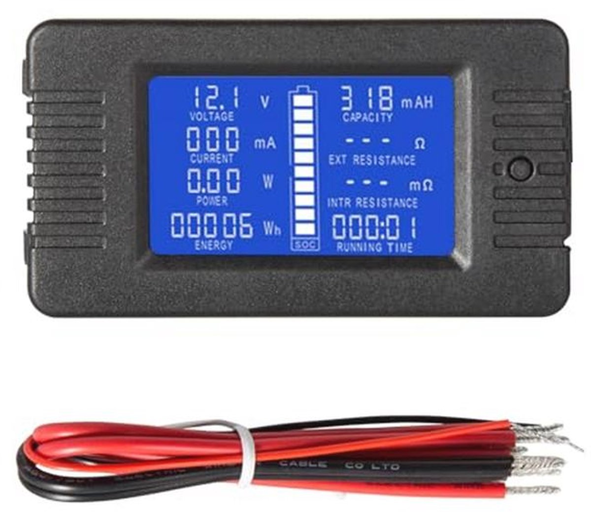 Energie Monitor en Batterij Tester - Digitale DC Volt/Ampère Meter met Meetbereik 0-200V en 0-10A